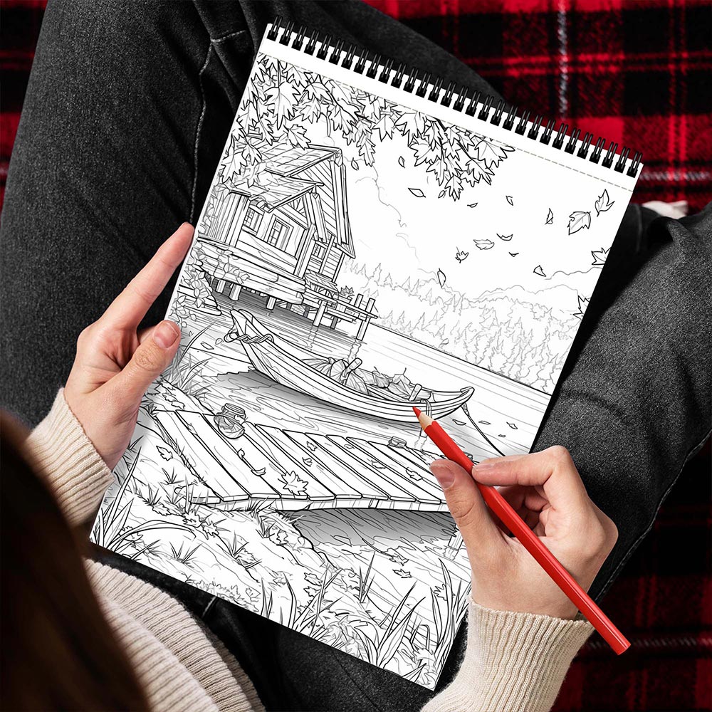 MOTAVYN Autumn Charm Spiral Bound Coloring Book for Adults