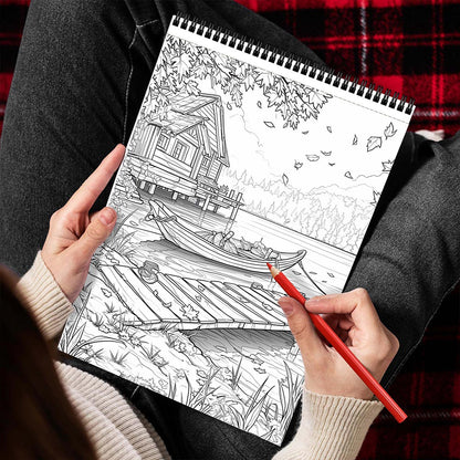 MOTAVYN Autumn Charm Spiral Bound Coloring Book for Adults