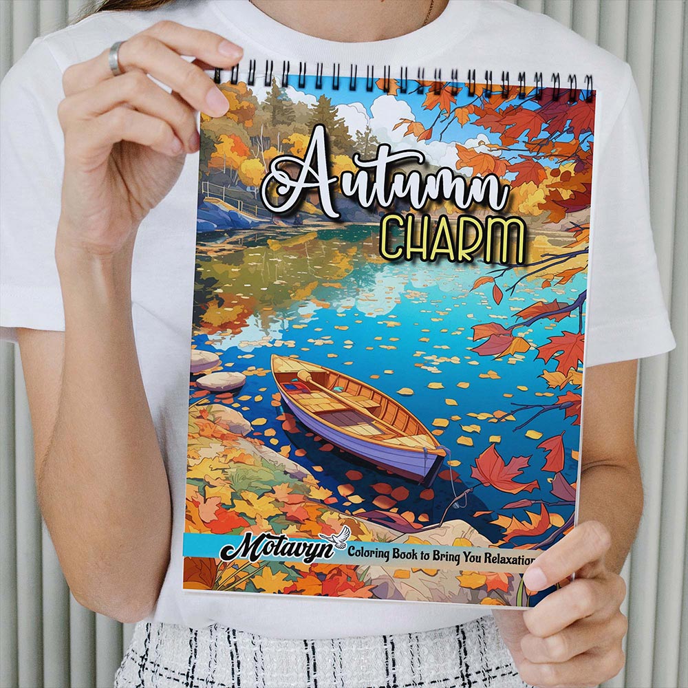 MOTAVYN Autumn Charm Coloring Book Spiral Bound for Adults