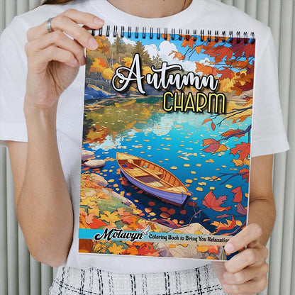 MOTAVYN Autumn Charm Coloring Book Spiral Bound for Adults
