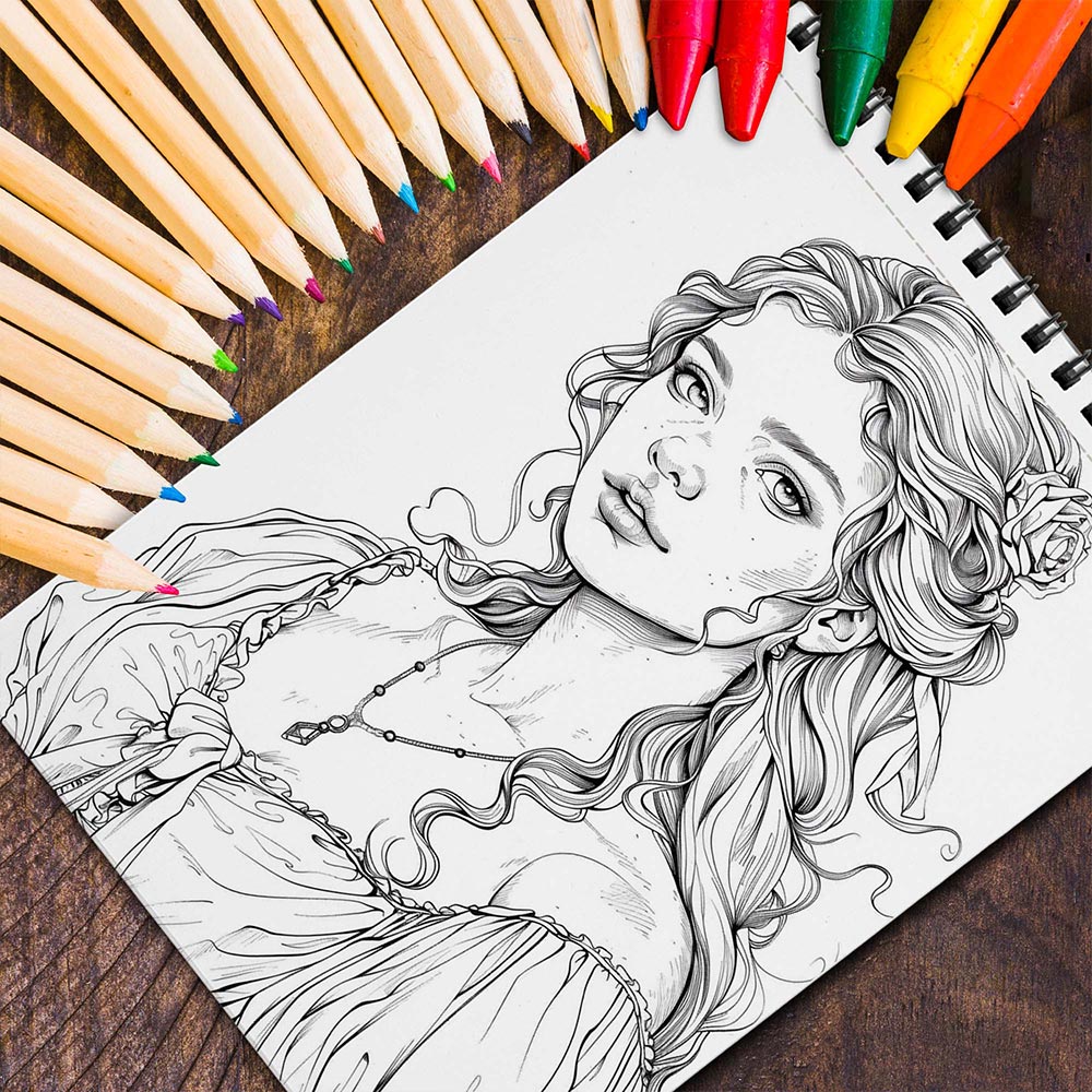 MOTAVYN Beauties in Renaissance Spiral Coloring Book for Adults