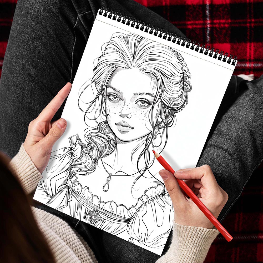 MOTAVYN Beauties in Renaissance Spiral Bound Coloring Book for Adults
