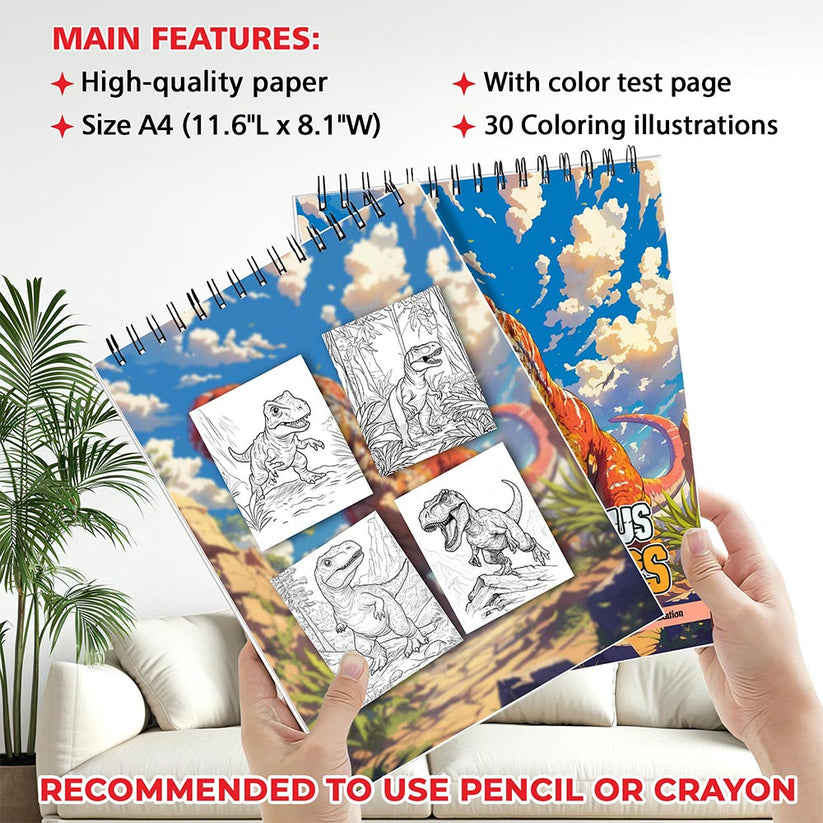 MOTAVYN Carnivorous Dinosaurs Coloring Book for Adults, Spiral Bound ...