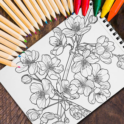 MOTAVYN Cherry Blossom Spiral Coloring Book for Adults