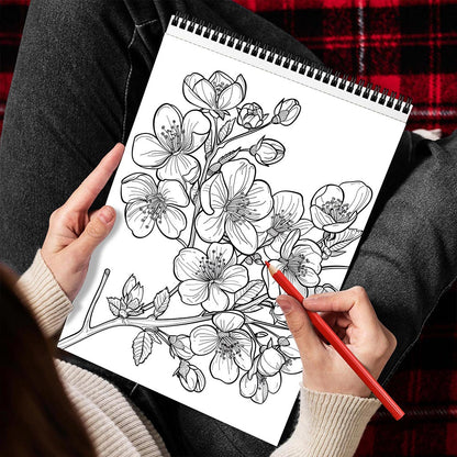 MOTAVYN Cherry Blossom Spiral Bound Coloring Book for Adults