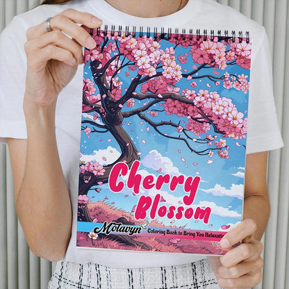 MOTAVYN Cherry Blossom Coloring Book Spiral Bound for Adults