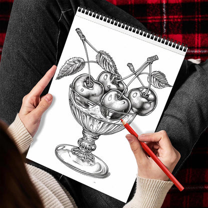 MOTAVYN Cherry Spiral Bound Coloring Book for Adults