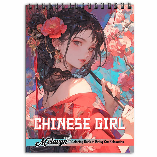 MOTAVYN Chinese Girl Coloring Book for Adults