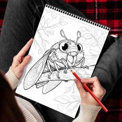 MOTAVYN Cute Cicada Spiral Bound Coloring Book for Adults