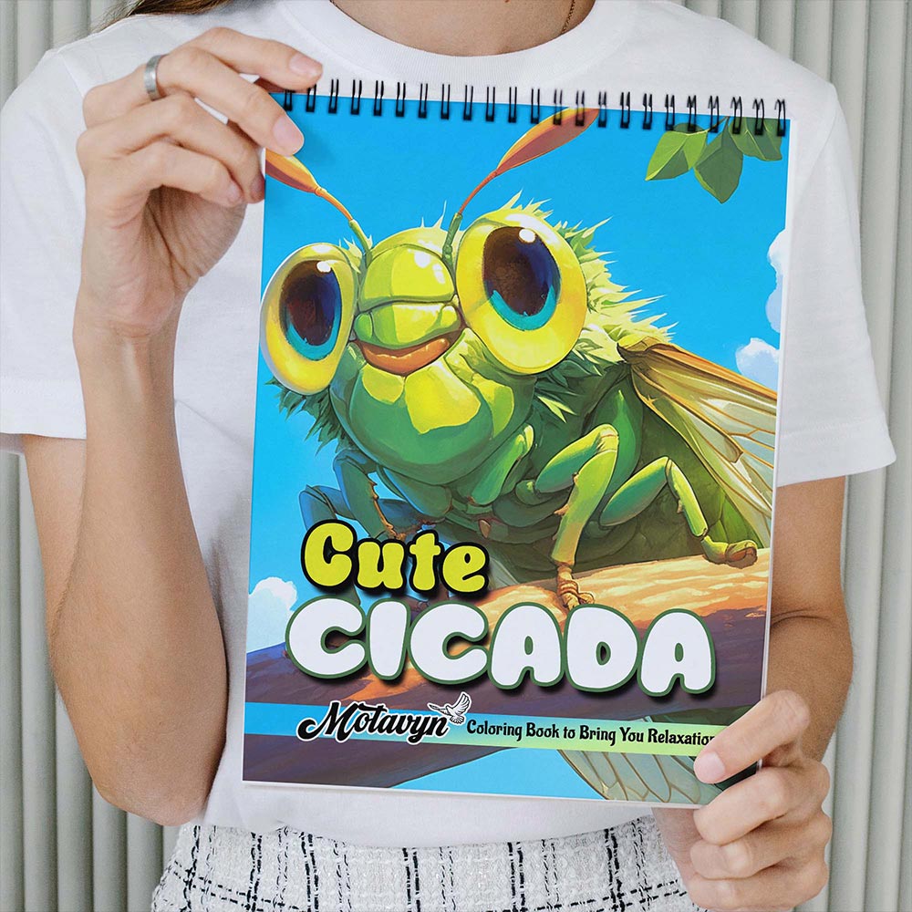 MOTAVYN Cute Cicada Coloring Book Spiral Bound for Adults