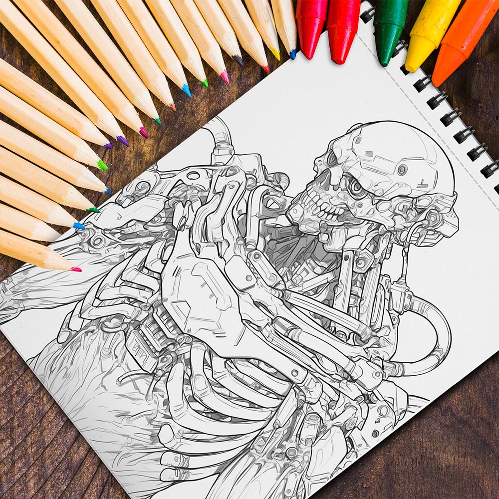 MOTAVYN Cybernetic Horrors Spiral Coloring Book for Adults