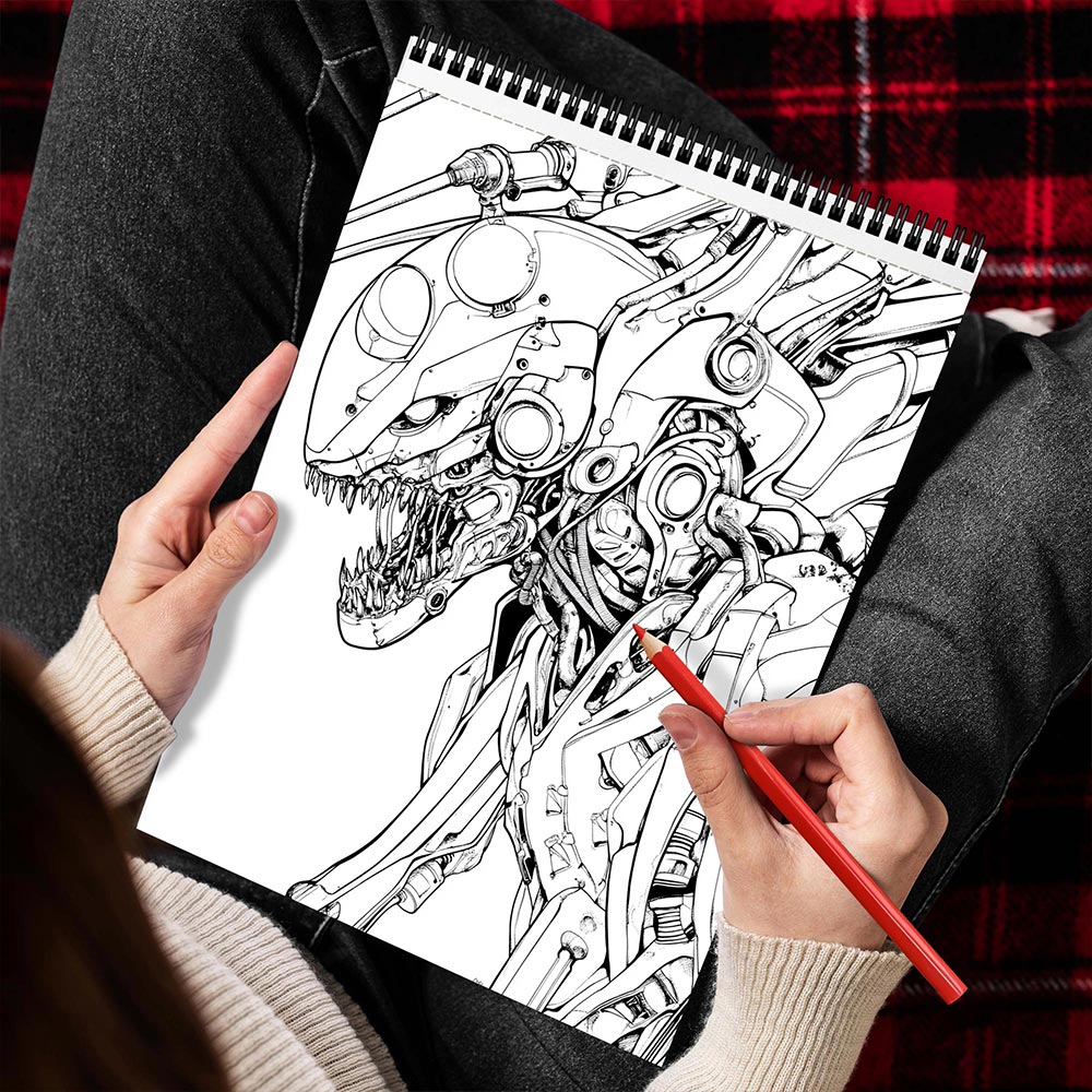 MOTAVYN Cybernetic Horrors Spiral Bound Coloring Book for Adults