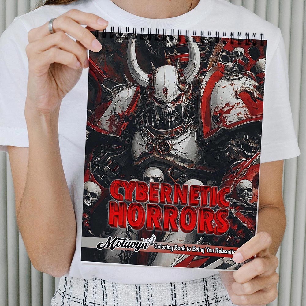 MOTAVYN Cybernetic Horrors Coloring Book Spiral Bound for Adults