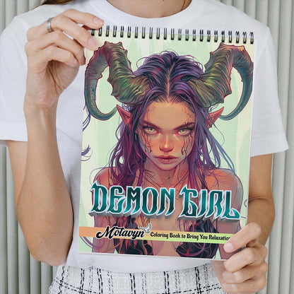 MOTAVYN Demon Girl Coloring Book Spiral Bound for Adults