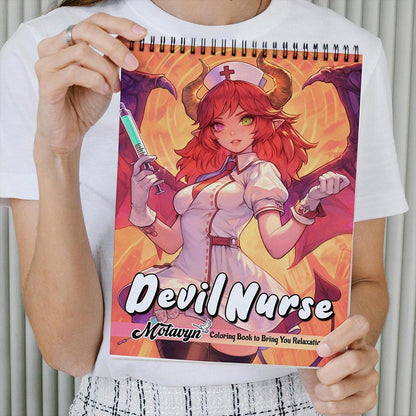 MOTAVYN Devil Nurse Coloring Book Spiral Bound for Adults