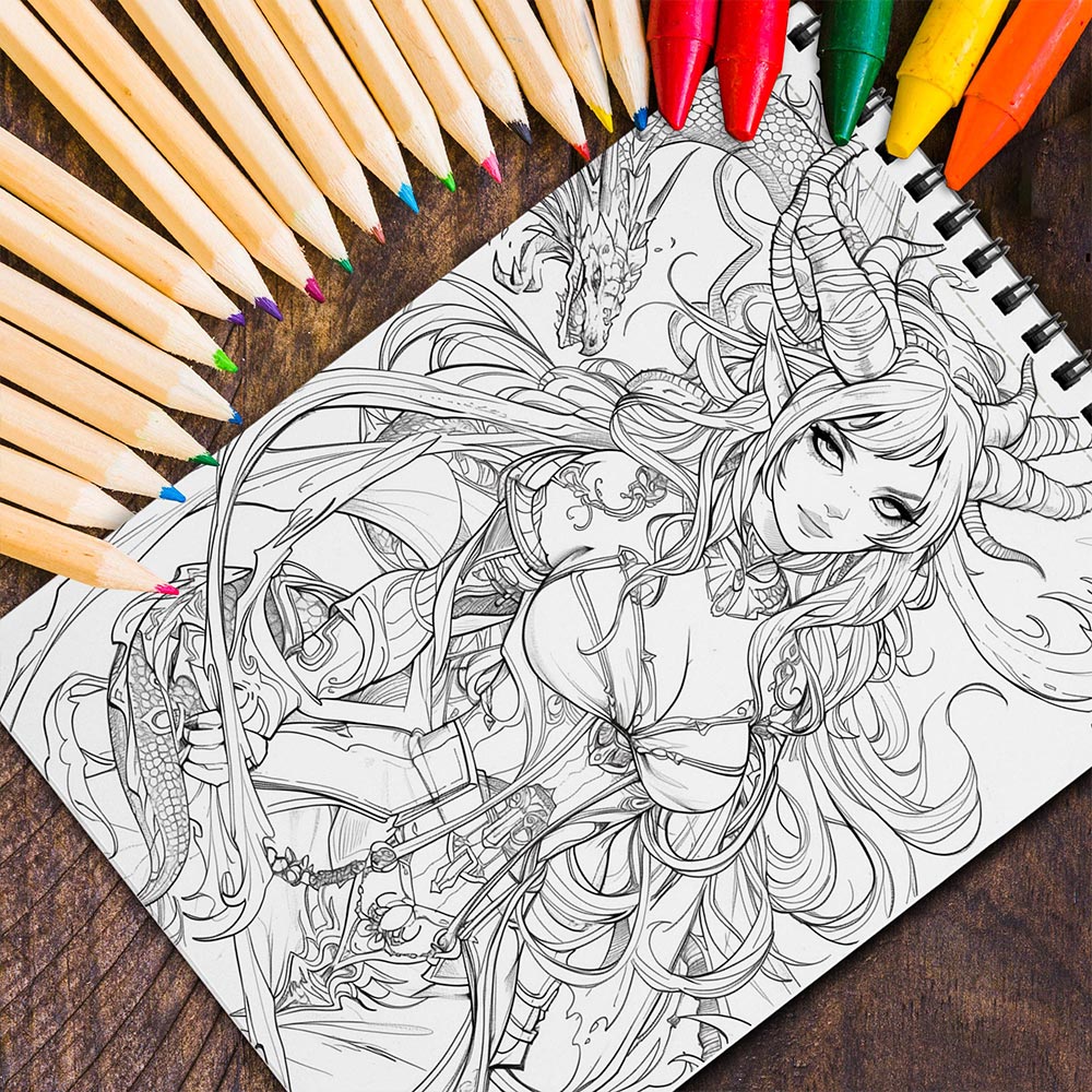 MOTAVYN Dragon Queen Spiral Coloring Book for Adults