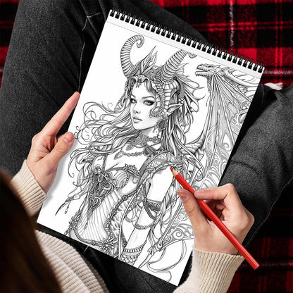MOTAVYN Dragon Queen Spiral Bound Coloring Book for Adults