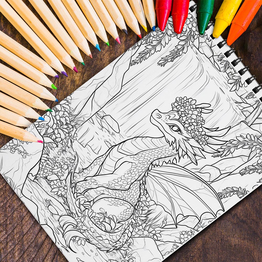 MOTAVYN Faery Dragon Spiral Coloring Book for Adult