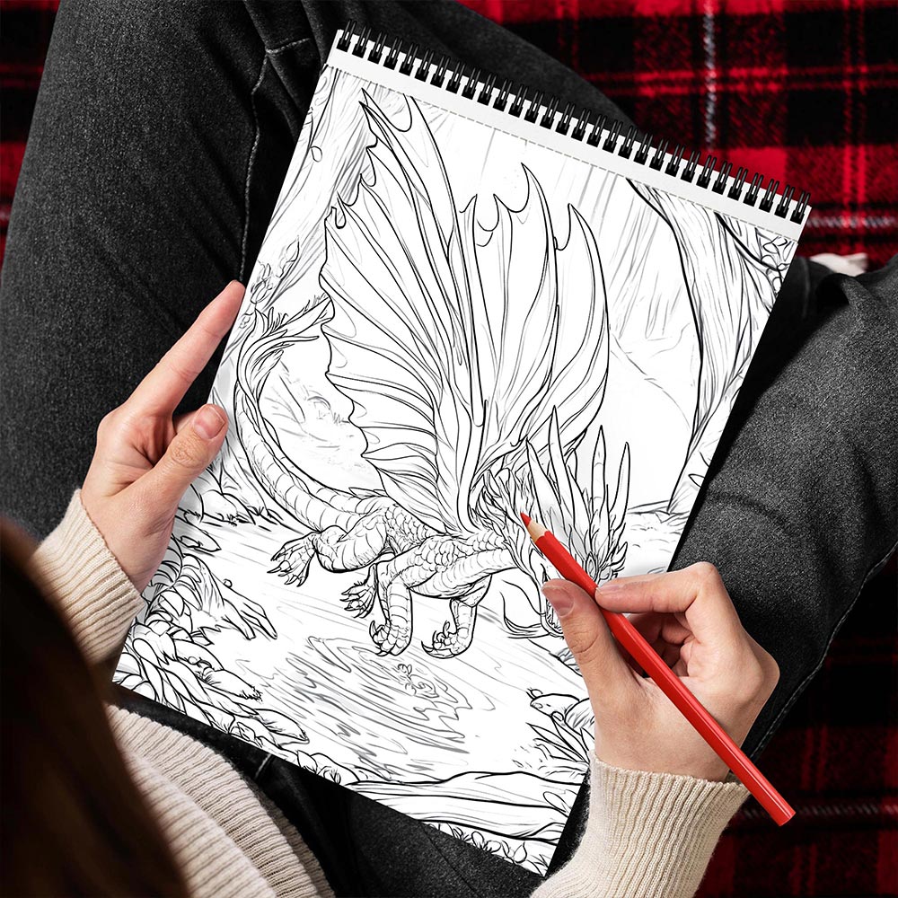 MOTAVYN Faery Dragon Spiral Bound Coloring Book for Adult