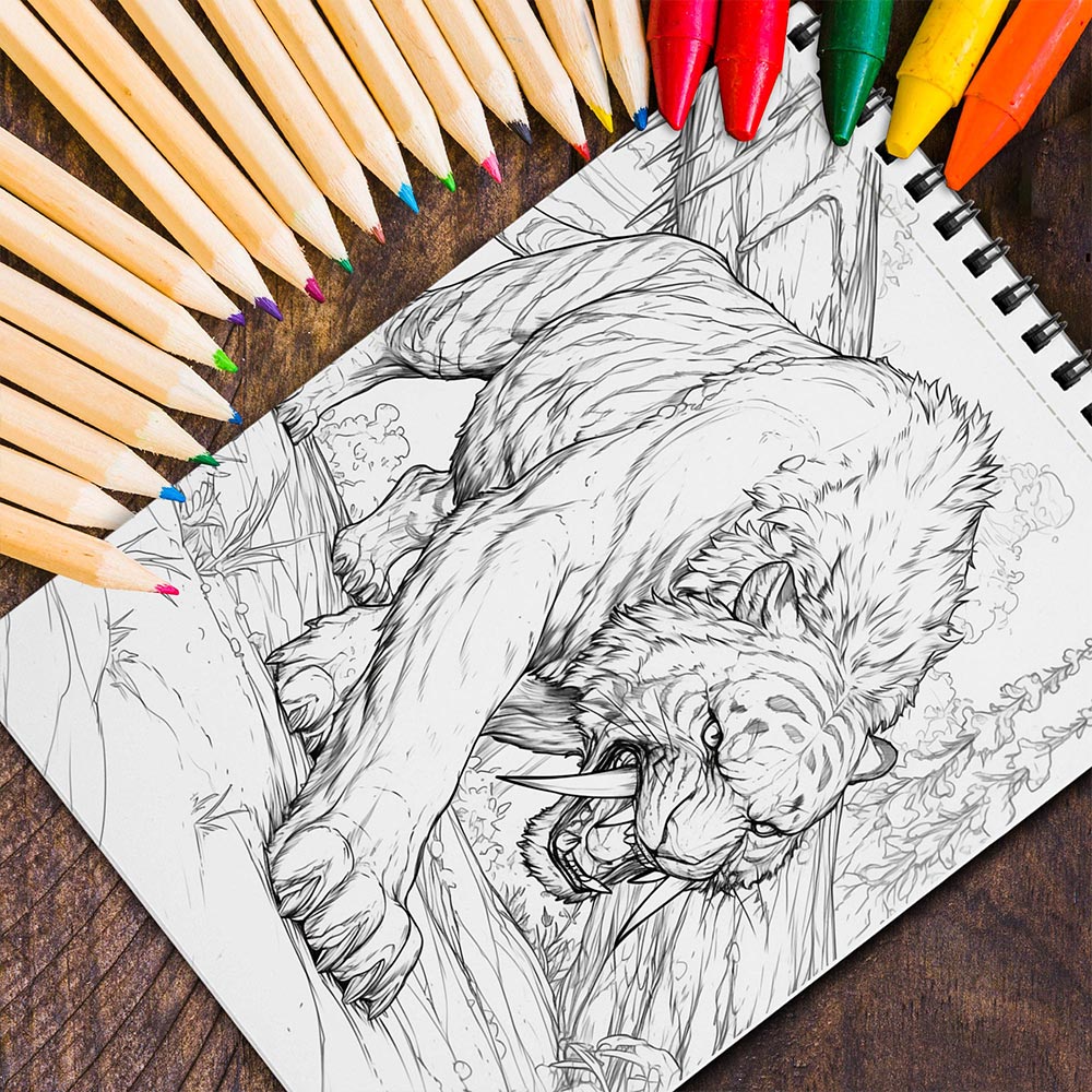 MOTAVYN Glacial Era Animals Spiral Coloring Book for Adults