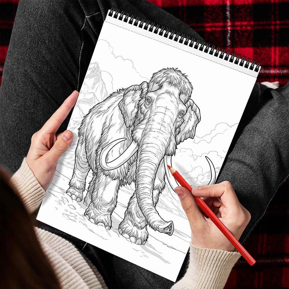 MOTAVYN Glacial Era Animals Spiral Bound Coloring Book for Adults