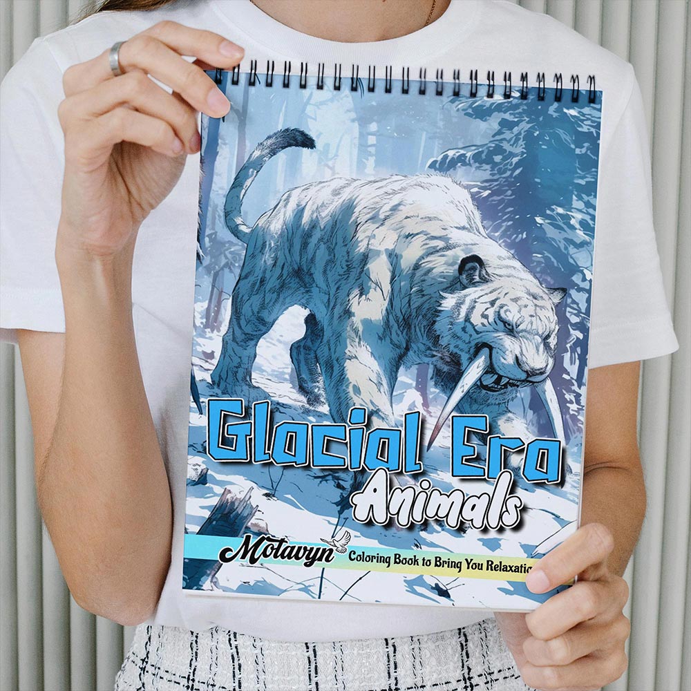 MOTAVYN Glacial Era Animals Coloring Book Spiral Bound for Adults