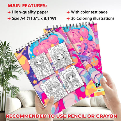 MOTAVYN Kawaii Astronaut Girl Coloring Sheets for Adults