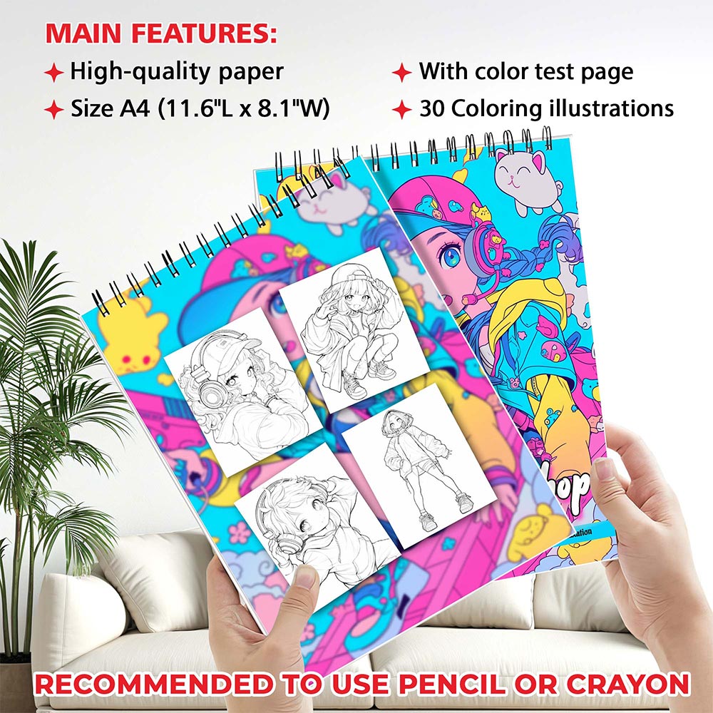 MOTAVYN Kawaii Hiphop Coloring Sheets for Adults