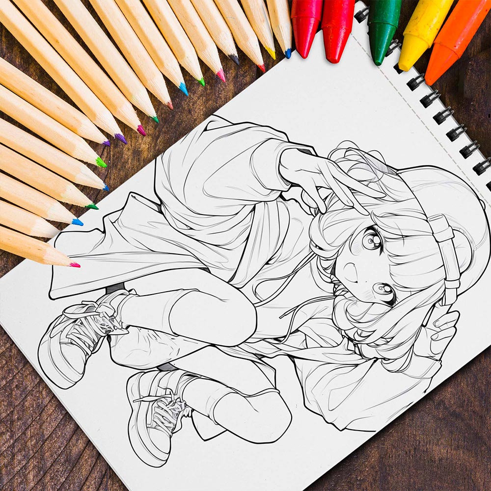 MOTAVYN Kawaii Hiphop Spiral Coloring Book for Adults