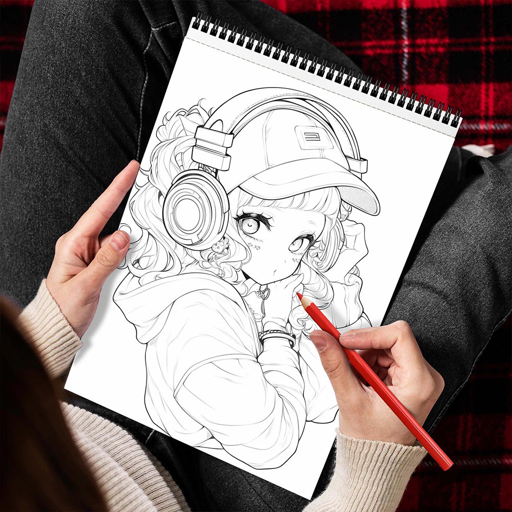 MOTAVYN Kawaii Hiphop Spiral Bound Coloring Book for Adults
