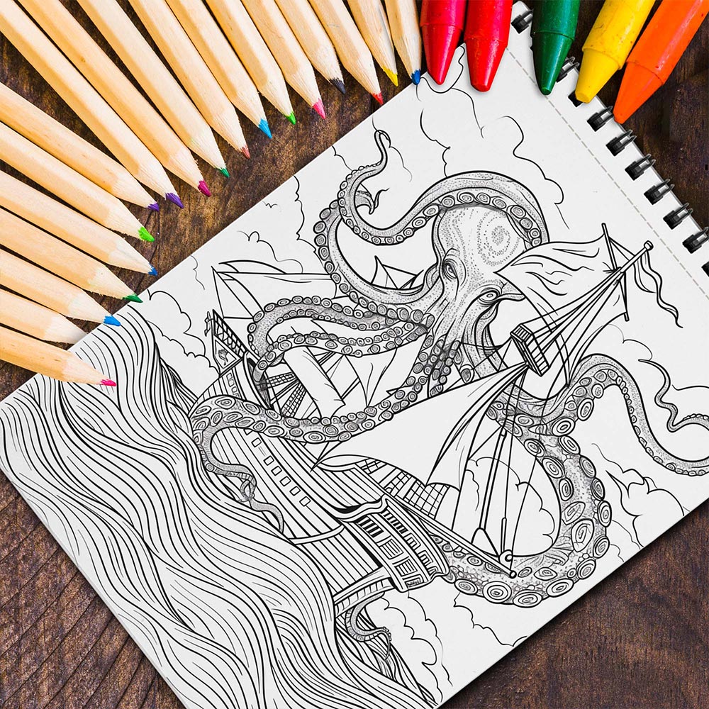 MOTAVYN Kraken Spiral Coloring Book for Adults