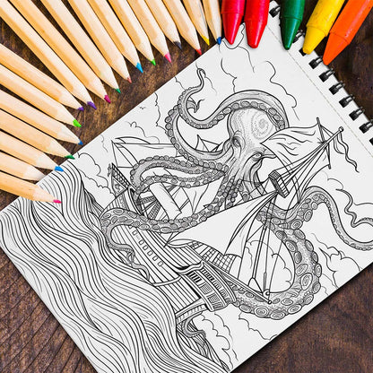MOTAVYN Kraken Spiral Coloring Book for Adults