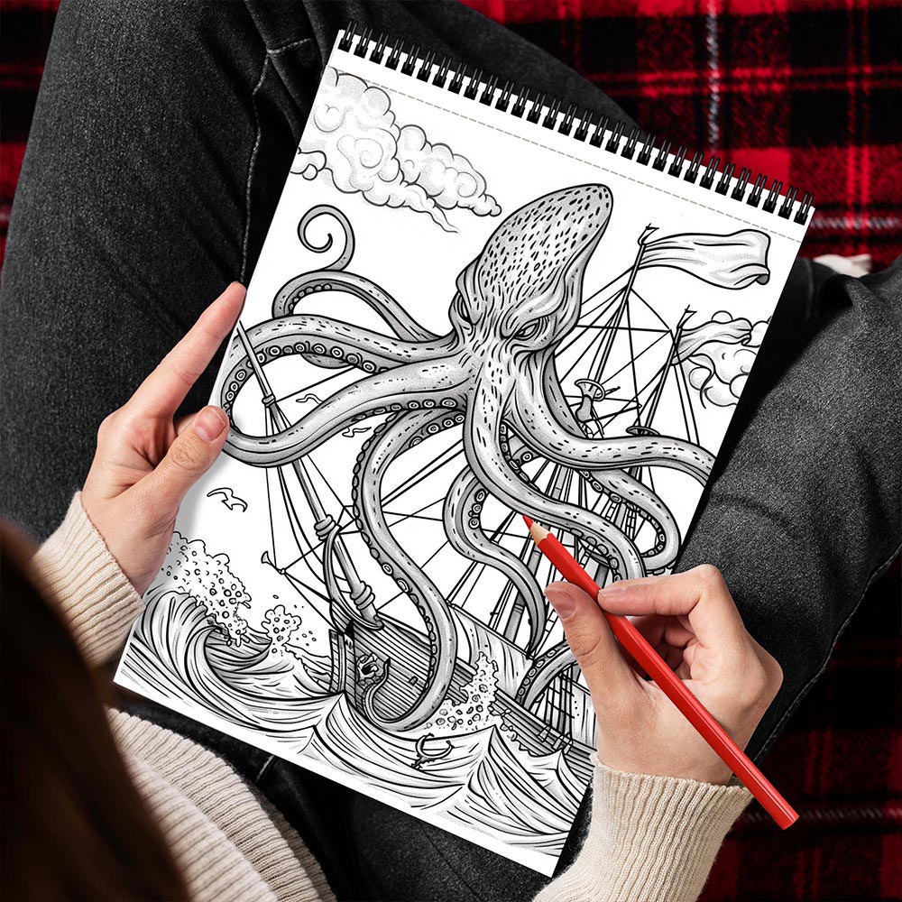 MOTAVYN Kraken Spiral Bound Coloring Book for Adults