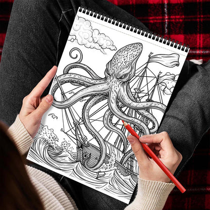 MOTAVYN Kraken Spiral Bound Coloring Book for Adults
