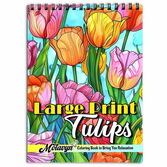 MOTAVYN Large Print Tulips Coloring Book for Adults