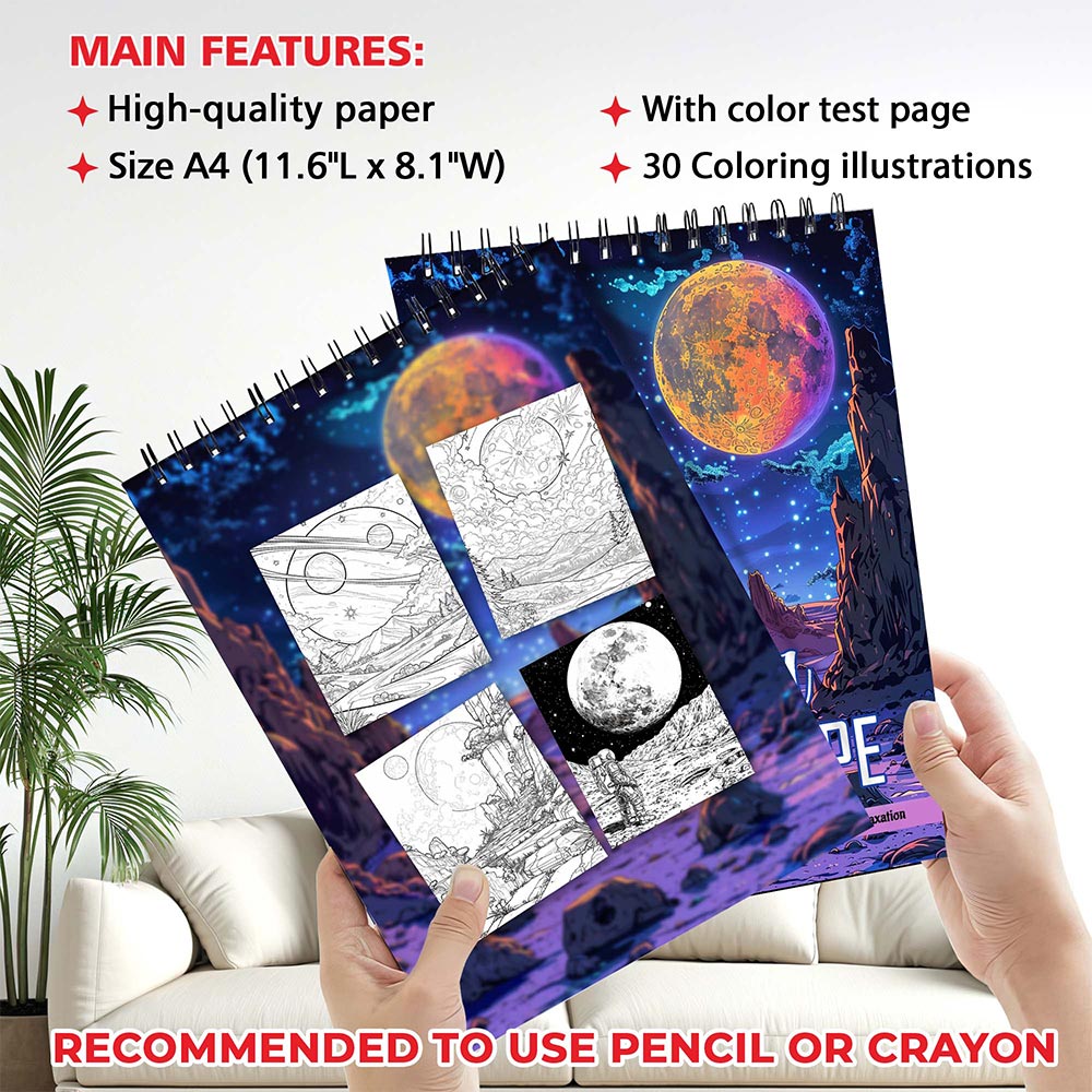 MOTAVYN Lunar Landscape Coloring Sheets for Adults