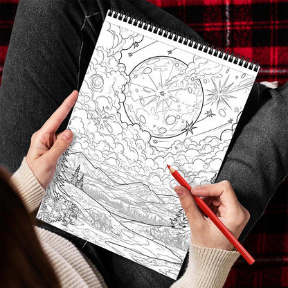 MOTAVYN Lunar Landscape Spiral Coloring Book for Adults