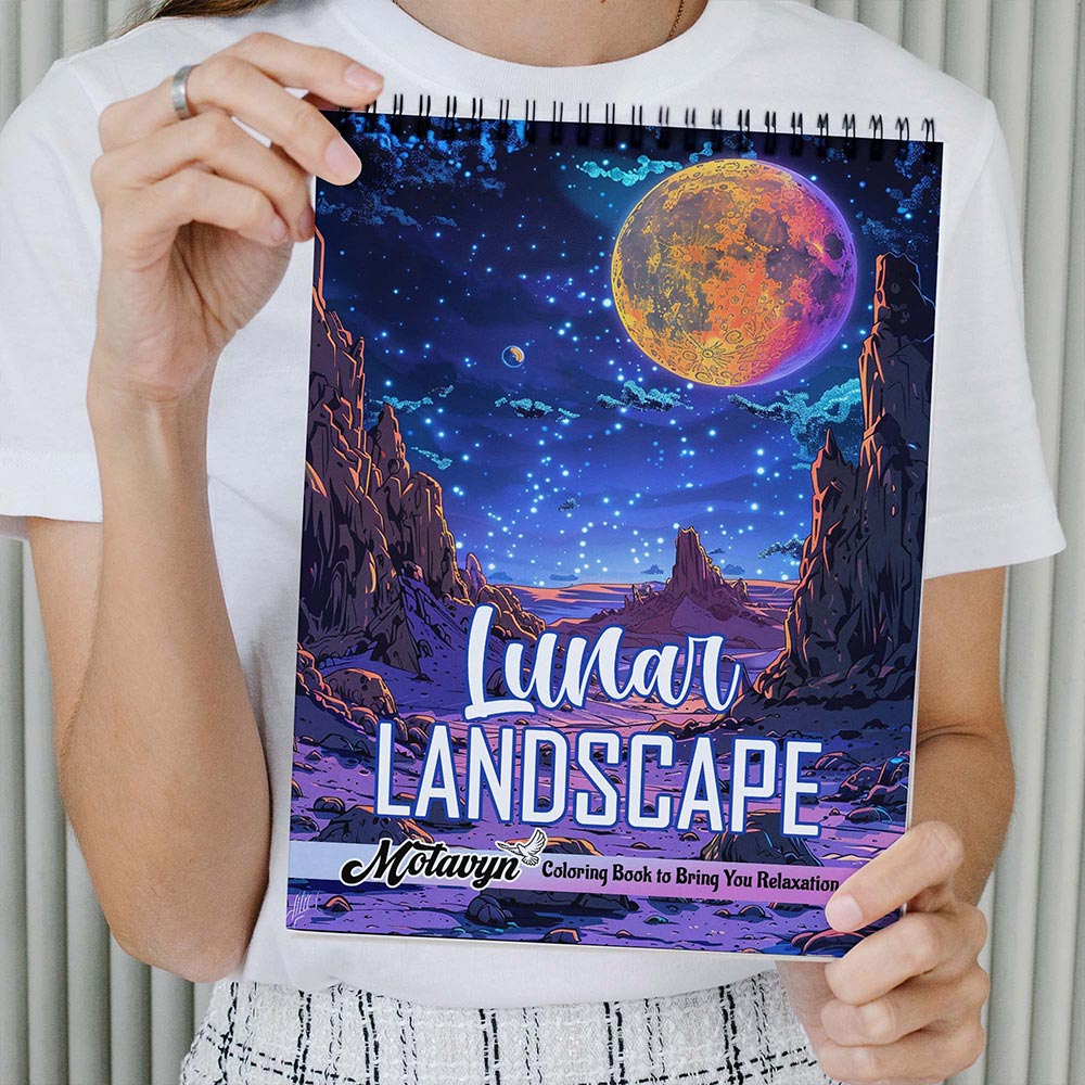 MOTAVYN Lunar Landscape Coloring Book Spiral Bound for Adults