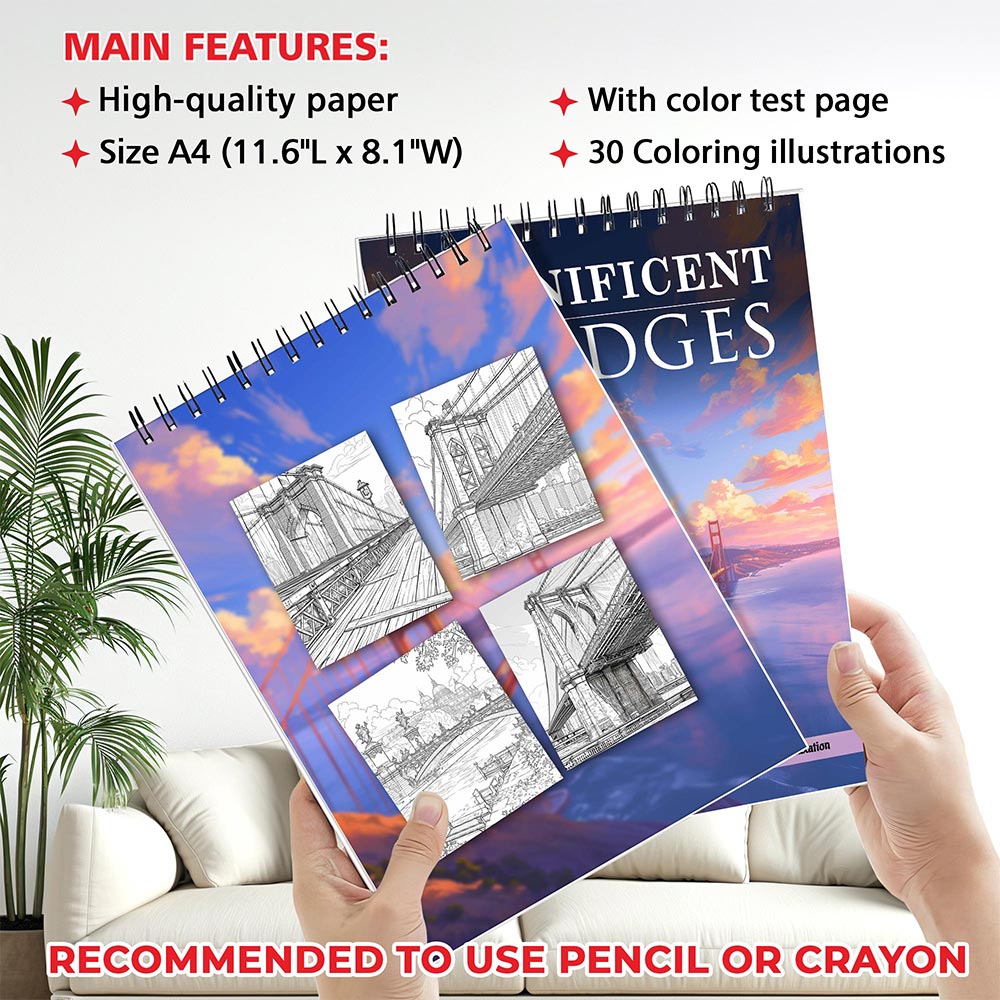 MOTAVYN Magnificent Bridges Coloring Sheets for Adults