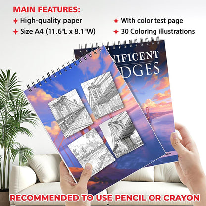 MOTAVYN Magnificent Bridges Coloring Sheets for Adults
