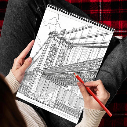 MOTAVYN Magnificent Bridges Spiral Bound Coloring Book for Adults