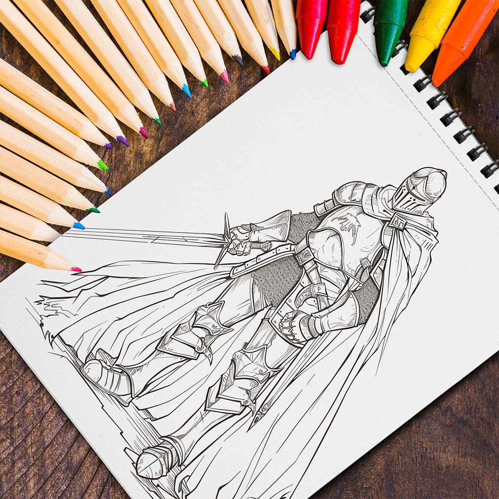 MOTAVYN Medieval Knights Spiral Coloring Book for Adults