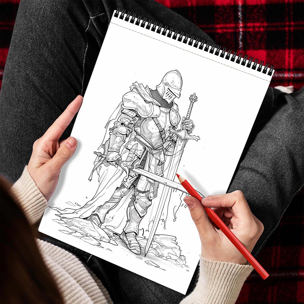 MOTAVYN Medieval Knights Spiral Bound Coloring Book for Adults