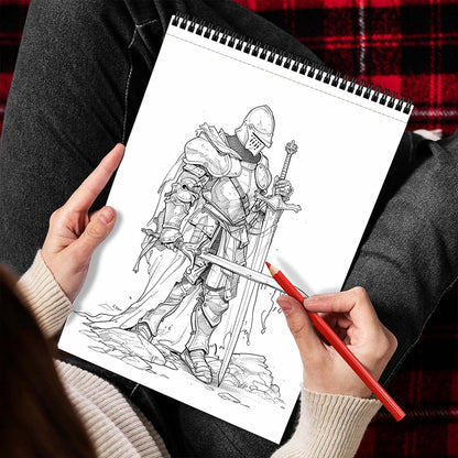 MOTAVYN Medieval Knights Spiral Bound Coloring Book for Adults