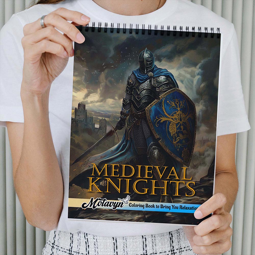 MOTAVYN Medieval Knights Coloring Book Spiral Bound for Adults