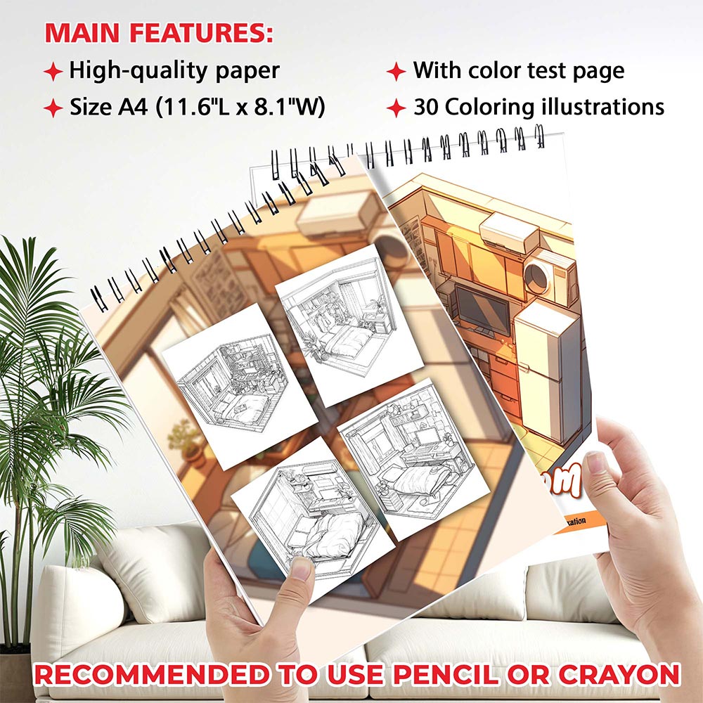 MOTAVYN Pocket Room Coloring Sheets for Adults