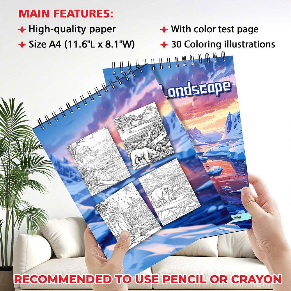 MOTAVYN Polar Landscape Spiral Coloring Book for Adults