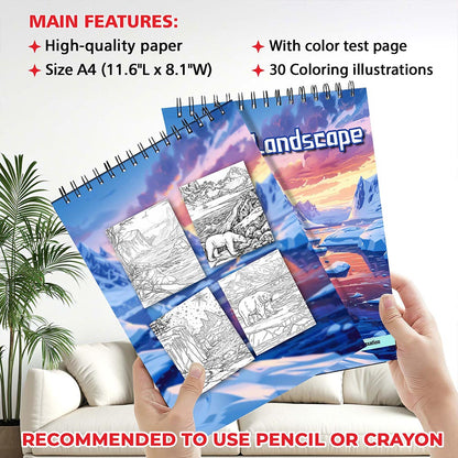 MOTAVYN Polar Landscape Spiral Coloring Book for Adults
