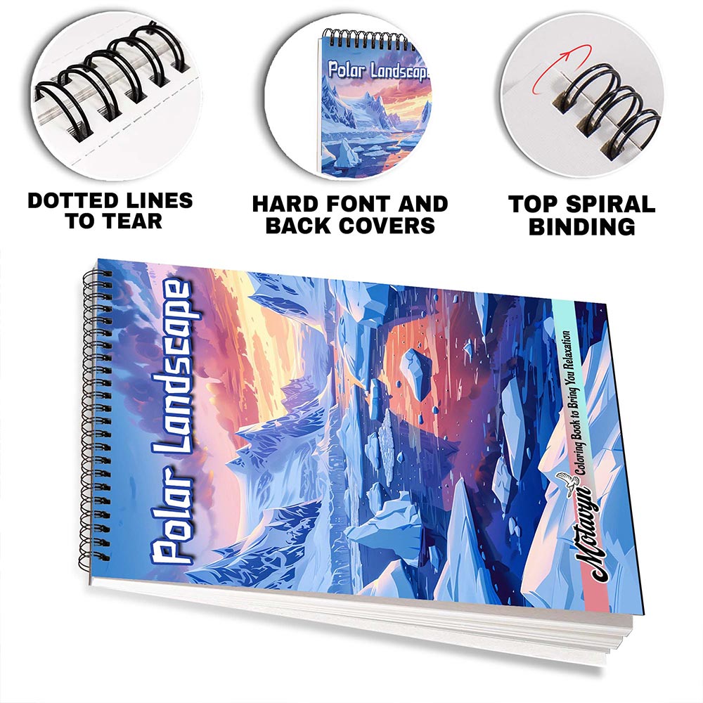 MOTAVYN Polar Landscape Spiral Bound Coloring Book for Adults