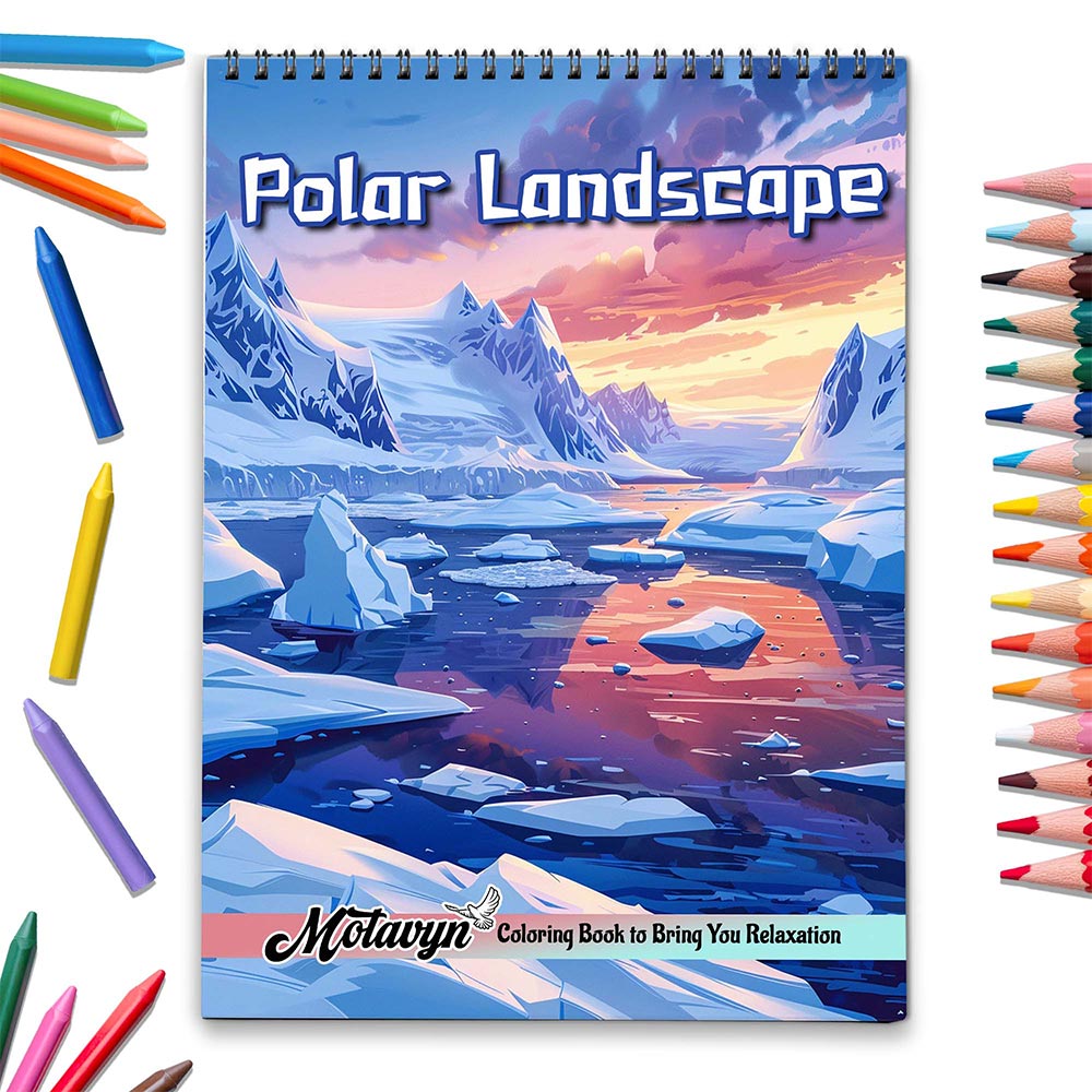 MOTAVYN Polar Landscape Coloring Book Spiral Bound for Adults
